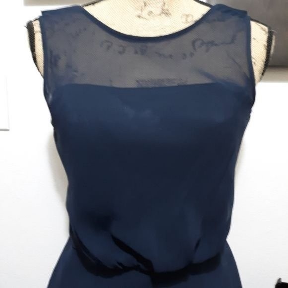 Dessy Collection, Vivian Diamond Blue Backless A Line Dress XS - Picture 16 of 16